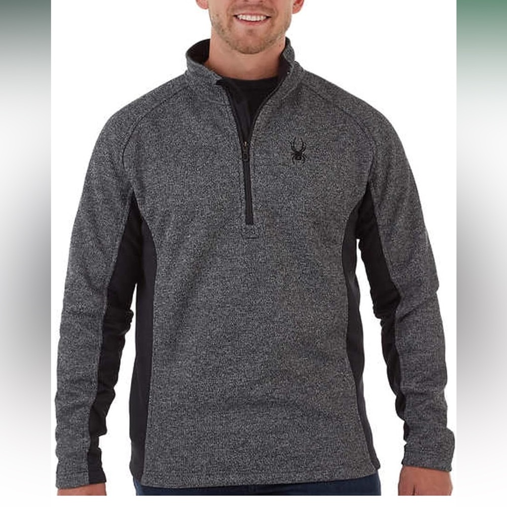 NWOT Spyder Men's Outbound Half/Quarter -Zip Sweatshirt Polar/Black- Large